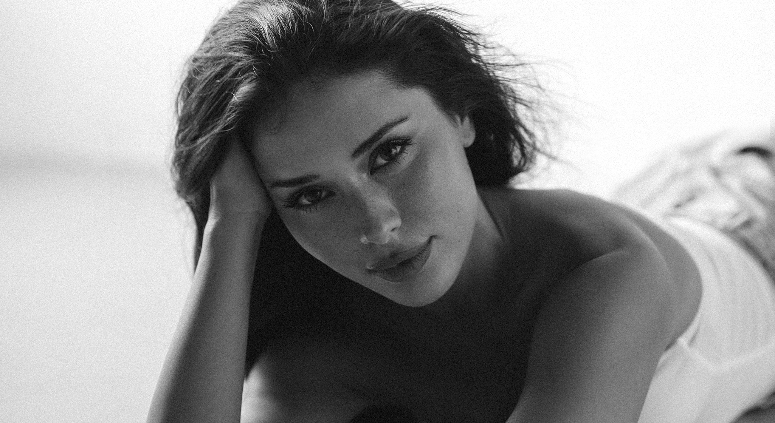 Black and white portrait of a woman.